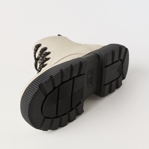Zara Kids Beige Lace-Up Boots - Picture 6 of 9